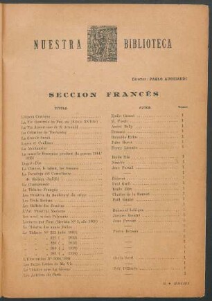 Nuestra biblioteca : Sección frances