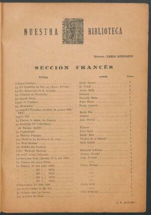 Nuestra biblioteca : Sección frances