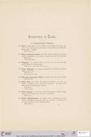a) Italienische Gläser (Nr. 406 - 425)