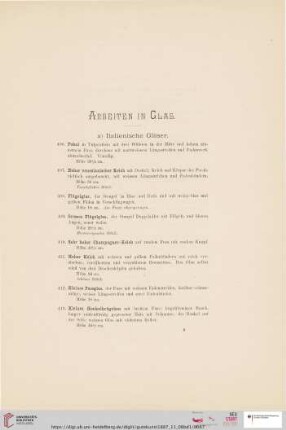 a) Italienische Gläser (Nr. 406 - 425)