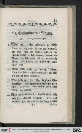 VI. Gesundheits-Regeln