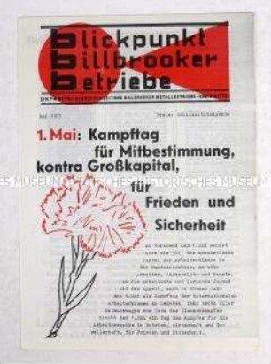 Zeitung der DKP für die Metallbetriebe in Hamburg-Billbrook u.a. zum 1. Mai und zur Solidarität mit Angela Davis