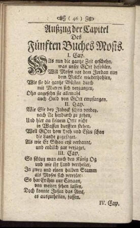 Außzug der Capitel Des Fünften Buches Mosis