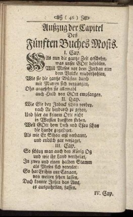 Außzug der Capitel Des Fünften Buches Mosis