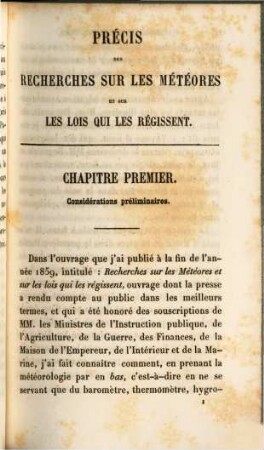 Précis des recherches sur les météores et sur les lois qui les régissent : (Mit 2 Taff.)