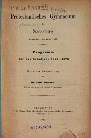 Programm : auf d. Schuljahr ..., 1875/76