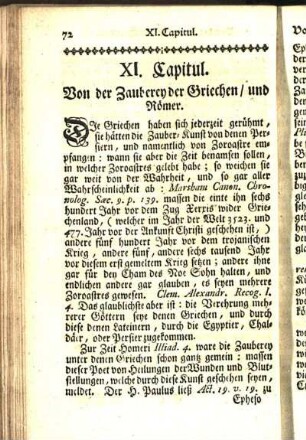 XI. Capitul. Von der Zauberey der Griechen / und Römer.