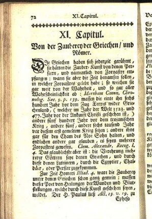 XI. Capitul. Von der Zauberey der Griechen / und Römer.