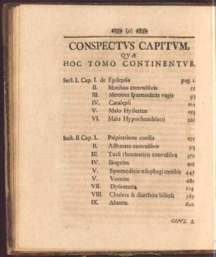 Conspectvs Capitvm qvae hox tomo continentvr