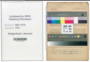 Entnazifizierung Heinrich Walgenbach , geb. 06.02.1885 (Kalkulator)
