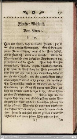 Fünfter Abschnit. Vom Körper