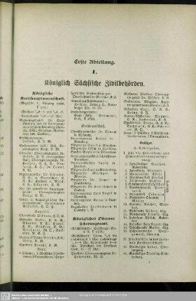 I. Königlich Sächsische Zivilbehörden