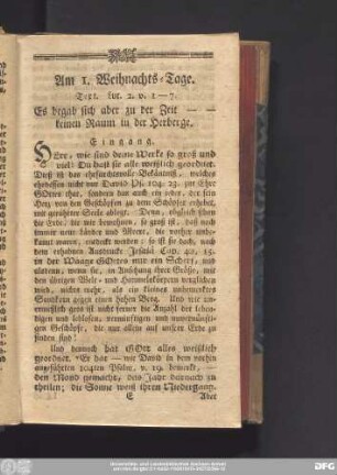 Am 1. Weihnachts-Tage. Text. Luc. 2. v. 1 - 7.