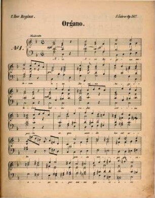 Zwei Ave Regina : für 4 Singstimmen, Violinen u. Orgel, nebst Clarinetten, Trompeten oder Horn ad lib. zum Gebrauche für Landchöre ; op. 262c