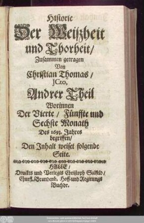 2: Worinnen Der Vierte/ Fünffte und Sechste Monath Des 1693. Jahres begriffen