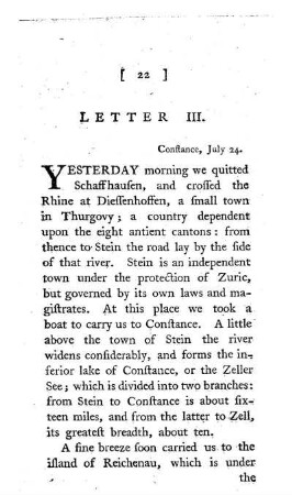 III. The lakes and the town of Constance