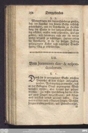 XIII. Vom Iuramento dan - & respondendorum.