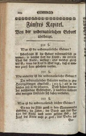 Fünftes Kapitel. Von der widernatürlichen Geburt überhaupt.