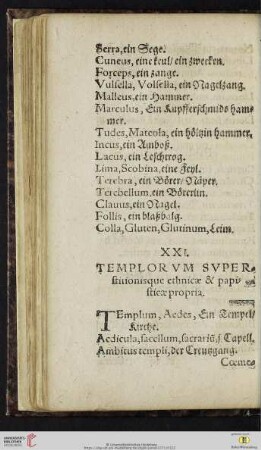 XXI. Templorvm svperstitionisque ethnicæ & papisticæ propria