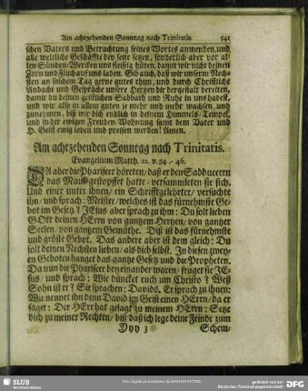 Am achtzehenden Sonntag nach Trinitatis