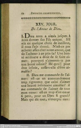 XXV. Jour. De l'Amour de Dieu