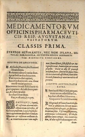 Pharmacopoeia Augustana : Iussu et auctoritae Amplissimi Senatus