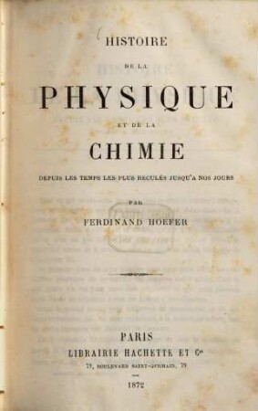 Histoire de la physique et de la chimie