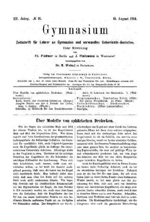 Über Modelle von sphärischen Dreiecken
