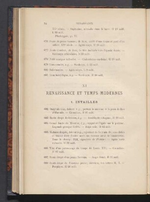 XI. Renaissance et temps modernes