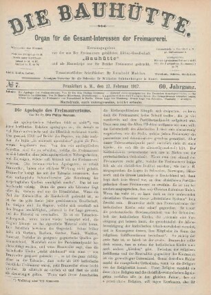 No. 7. Frankfurt a.M., den 17. Februar 1917. 60. Jahrgang.