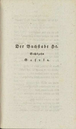 Der Buchstabe He. Sechszehn Gasele.