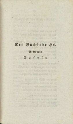 Der Buchstabe He. Sechszehn Gasele.