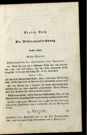 Erstes Buch. Die Differenzialrechnung.