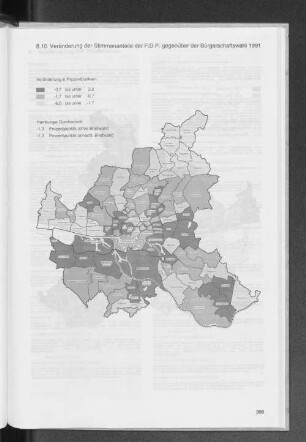 8.10 Veränderung der Stimmenanteile der F.D.P. gegenüber der Bürgerschaftswahl 1991