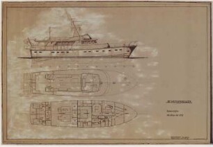 Generalplan zum Motorkreuzer Neubau-Nr. 1353, Maßstab 1:50, Krögerwerft, Rendsburg