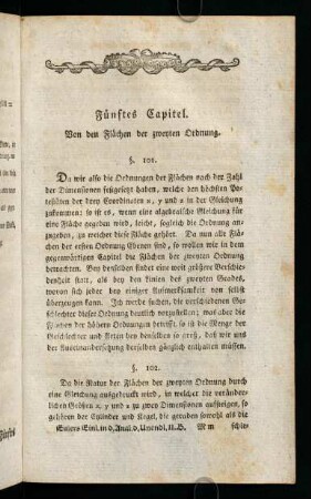 545-563, Fünftes Capitel. Von den Flächen der zweyten Ordnung.