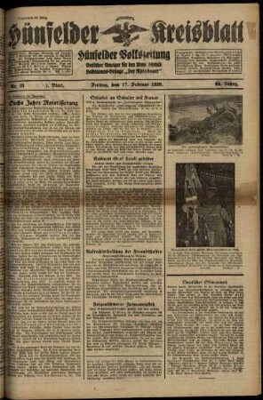 Erste Ausgabe vom Freitag, den 17. Februar 1939.
