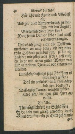 Ein Uhr. Unmöglichkeit zu Schlaffen.