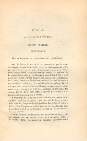 Titre IX. Colonisation pénale