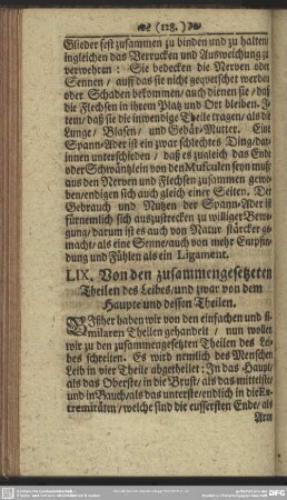 LIX. Von den zusammengesetzten Theilen des Leibes, und zwar von dem Haupte und dessen Theilen