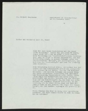 Brief von Gerhart Hauptmann an Carl F. W. Behl