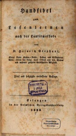 Handfibel zum Lesen lernen nach der Lautirmethode