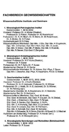 Fachbereich Geowissenschaften