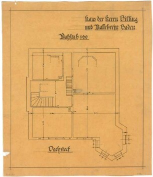 Billing, Hermann; Baden-Baden, Beuttenmüllerstr. 7 (früher 5); Haus Billing und Mallebrein - Grundriss DG