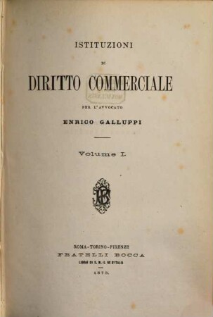 Istituzioni di Diritto Commerciale, 1
