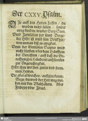 Der CXXV. Psalm