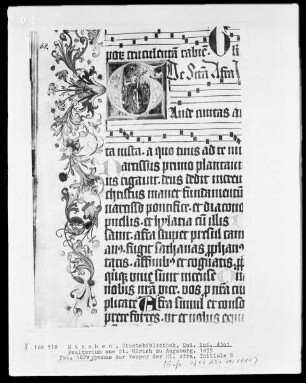 Psalterium aus Sankt Ulrich in Augsburg — Initiale G (aude), darin die heilige Afra, Folio 162verso