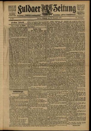 Erste Ausgabe vom Mittwoch, den 13. November 1907.