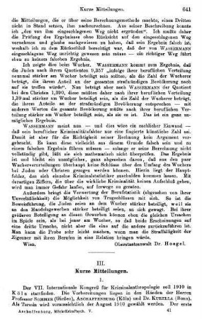 641-643, III. Kurze Mitteilungen