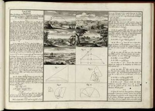 Tab. LVII. darinnen Die Gesätze der Bewegung von denen geworffenen Cörpern erkläret, u. auf das Werffe der Bomben appliciret werden.